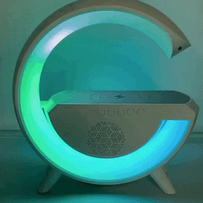 Cargador Inalámbrico, Parlante Bluetooth, Lámpara USB y Radio